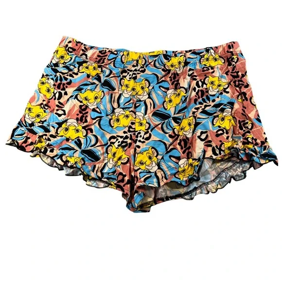 Disney Lion King Simba Sleep Shorts Plus Size 2X 18W-20W Blue Pink Rayon - Picture 2 of 6